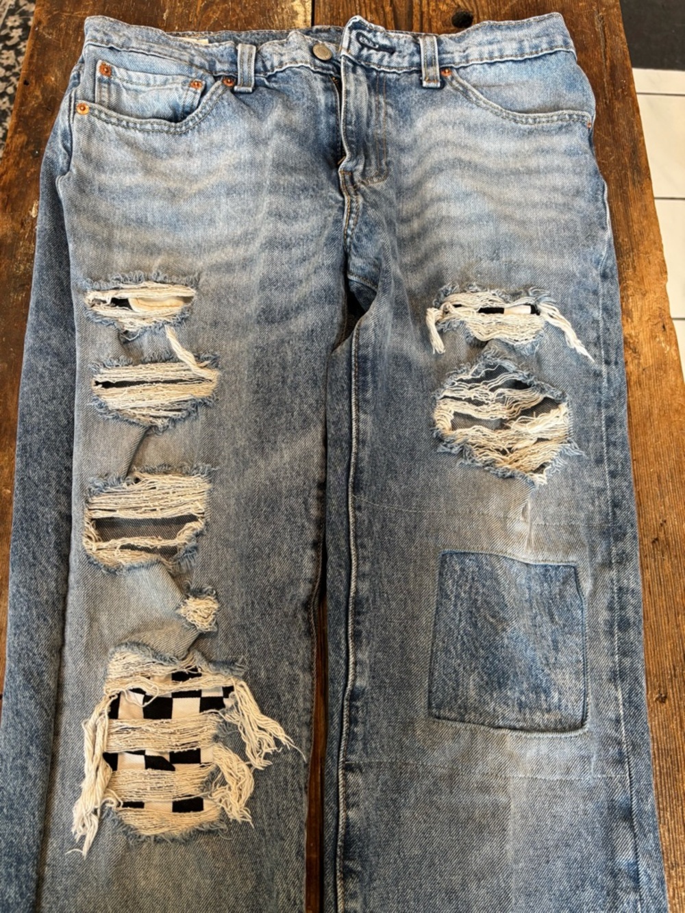 Levi's 511 Light Blue Distressed Straight Jeans